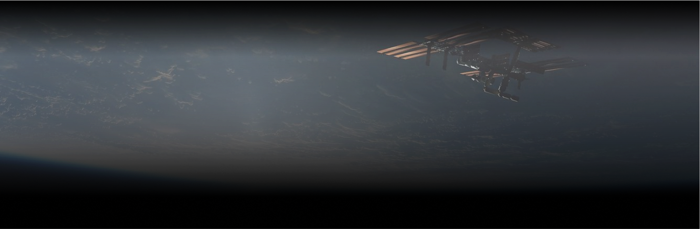 An artificial satellite or space station is visible in orbit above the Earth, which is partially obscured by darkness, with faint city lights visible below.